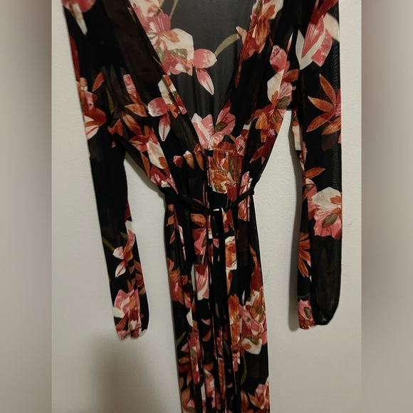 COPY - Monaco full length maxi floral sheer dress with cut out long sleeves PLU… - Picture 8 of 11